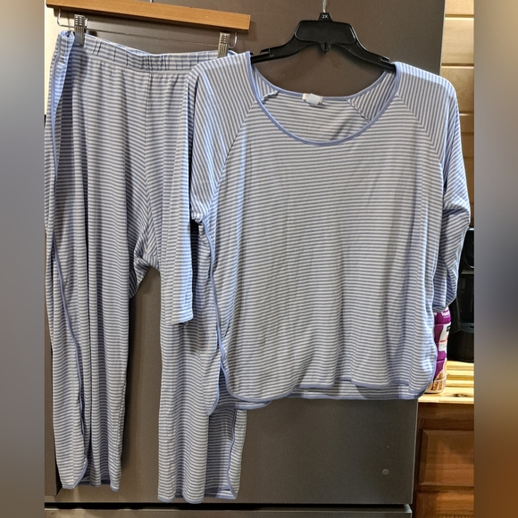 Lake Pajamas PJs Pima Cotton Classic Set Hydrangea Blue Striped Soft Size XL - Picture 3 of 9